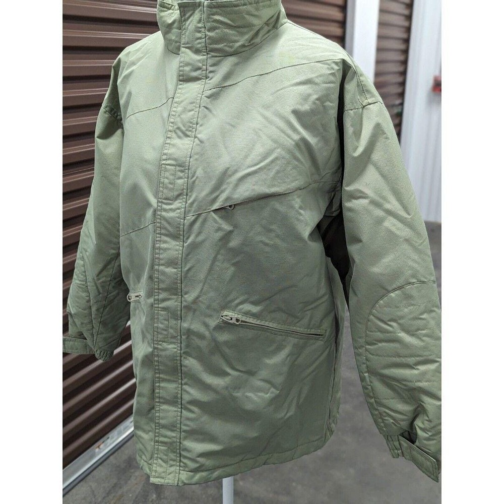 Vintage Adirondack Trading Company Light Green Medium Faux Fur Lined Nylon Coat
